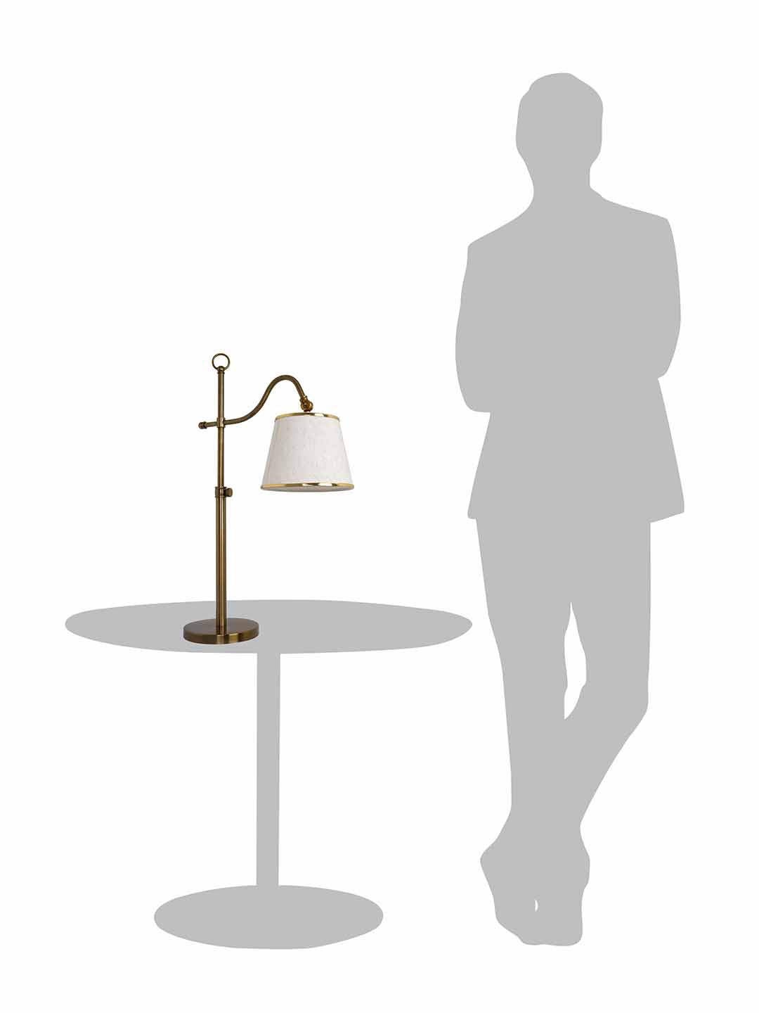Gold Adjustable European 23 Inch Steel Downlight Study Lamp Table Light With White Textured Gold Rim Fabric Shade
