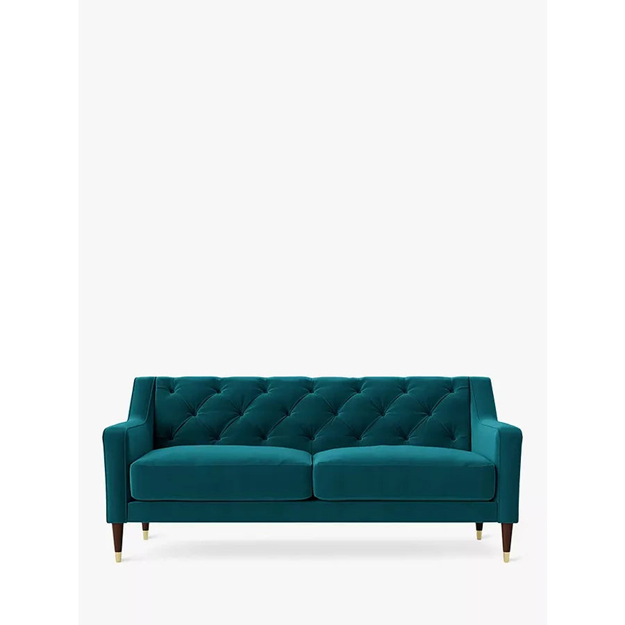 Kingfisher Velvet 3‑Seater Sofa with Acacia Wood Frame