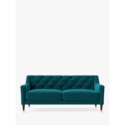 Kingfisher Velvet 3‑Seater Sofa with Acacia Wood Frame