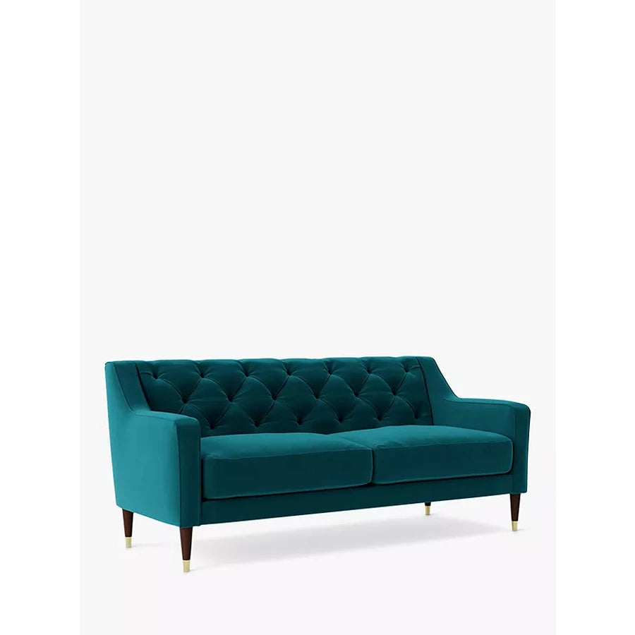 Kingfisher Velvet 3‑Seater Sofa with Acacia Wood Frame