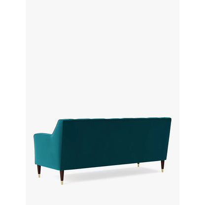 Kingfisher Velvet 3‑Seater Sofa with Acacia Wood Frame