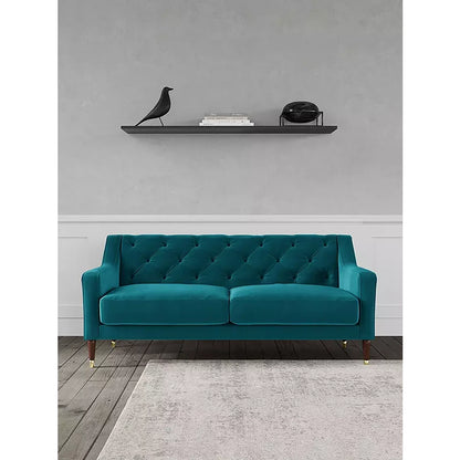 Kingfisher Velvet 3‑Seater Sofa with Acacia Wood Frame