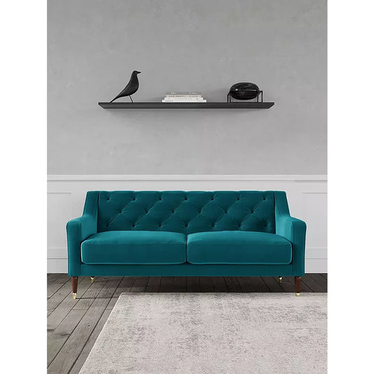 Kingfisher Velvet 3‑Seater Sofa with Acacia Wood Frame