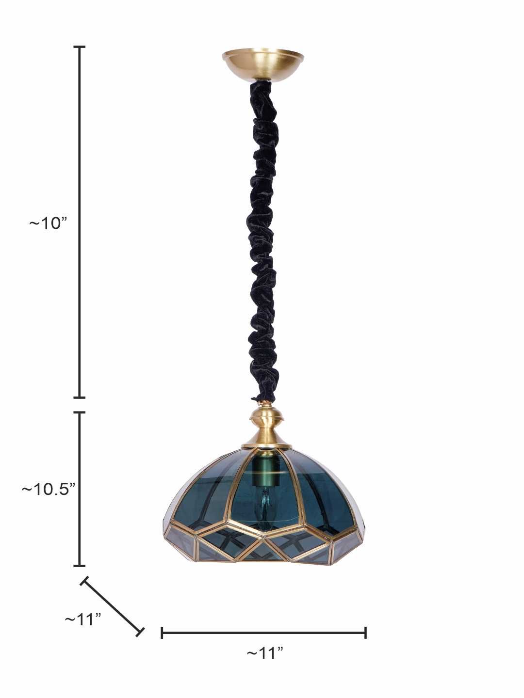 Elegant Black Glass Tiffany Style Dome Pendant Light Brass Accents