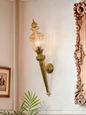 Classic Mashaal Antique Brass Wall Sconce with Cut Glass Trophy Top
