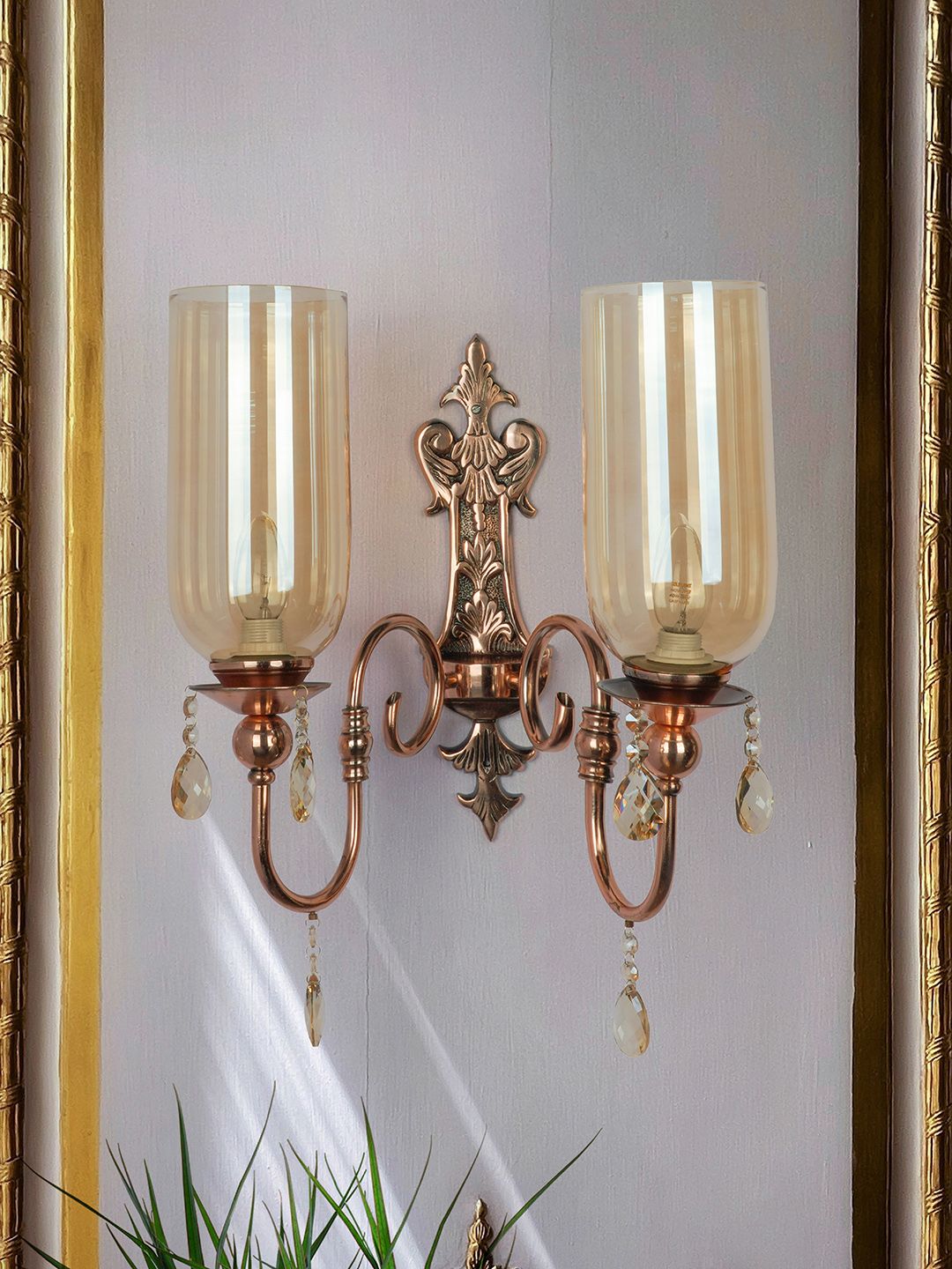 Copper Mild Steel Glass 2-Light Wall Sconce – 49.5 cm