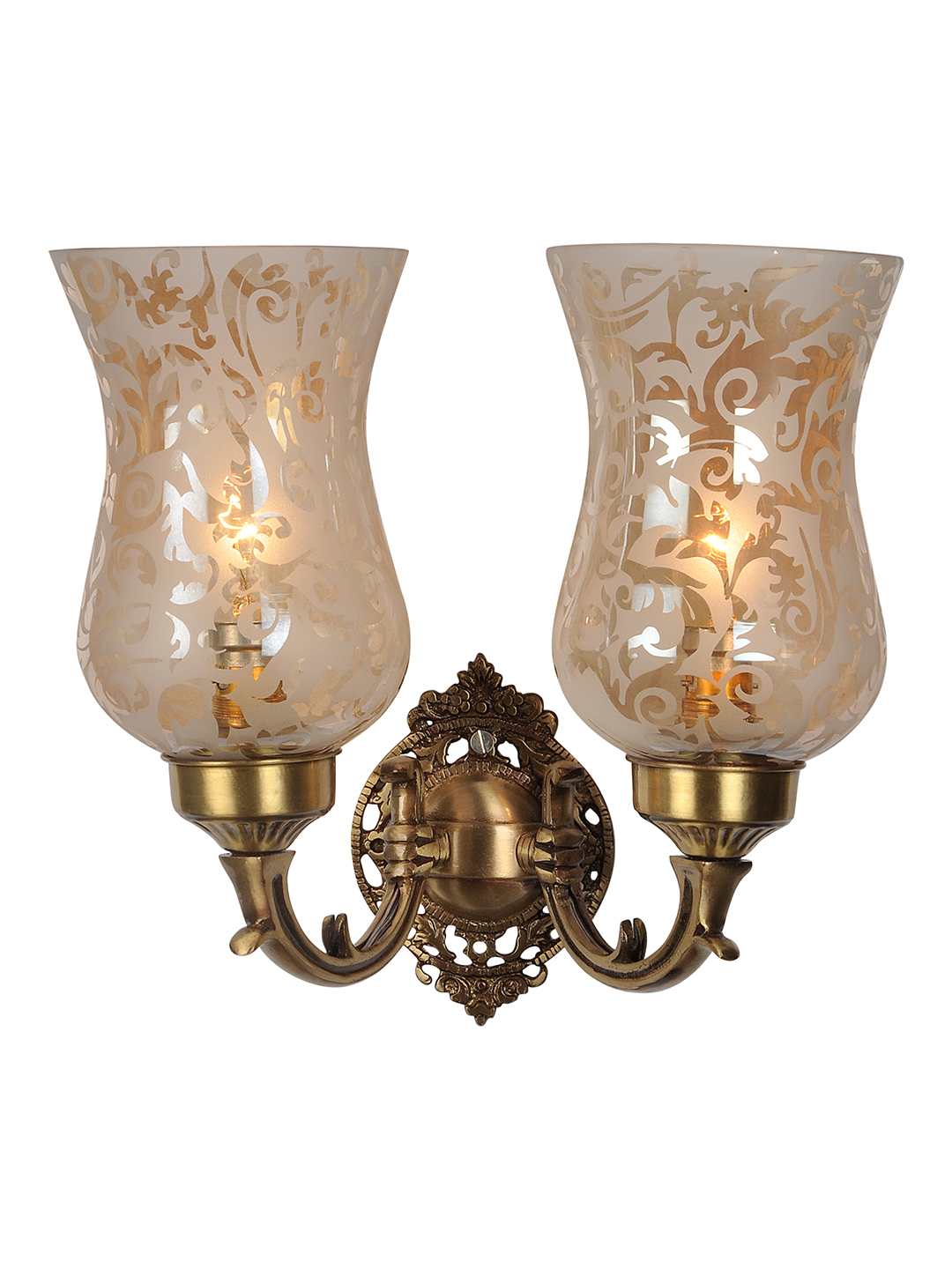 Brass Antique Glass Brass 2-Light Wall Sconce – 27.9 cm