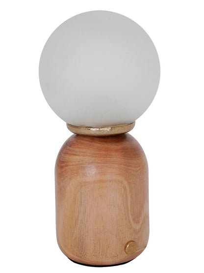 Modern Natural Wood & Glass Rechargeable LED Dimmable Touch Table Lamp