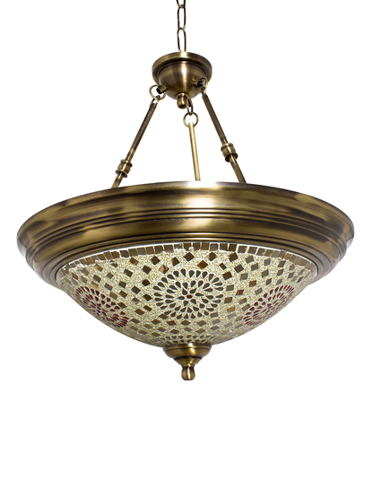 Brass Antique Glass 3-Light Hanging Light – 45.7 cm