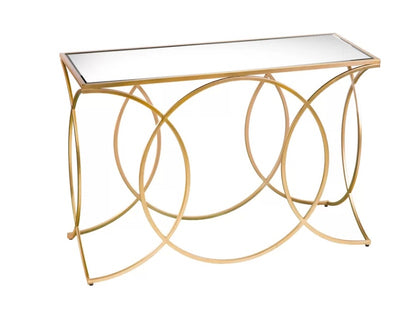 Chic Mirrored Gold Geometric Console Table for Entryway, Living Room, Sofa Accent