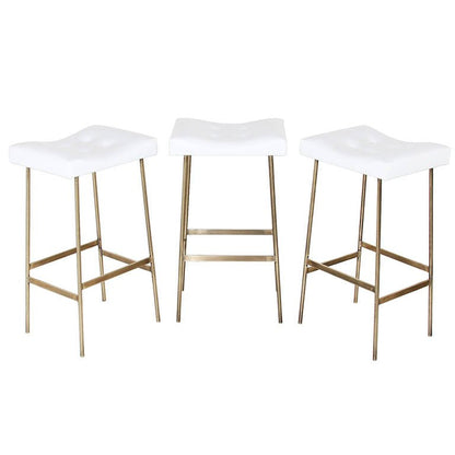 Premium Metal Leather Bunda Bar Stool - Tufted Upholstery, Custom Heights