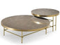 Elegant Round Cross Coffee Table with Marble/Glass Top, Chic Gold Finish
