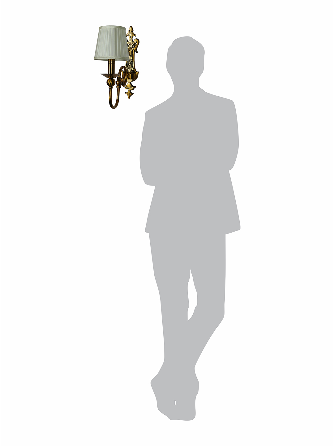 Elegant Gold European-Style Single Light Steel Wall Sconce with Pleated Fabric Shade