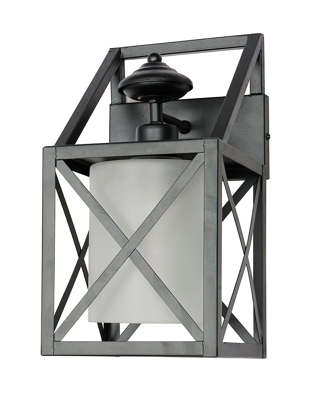 Industrial Black Box Metal Frame Wall Sconce Frosted Glass Modern Lighting