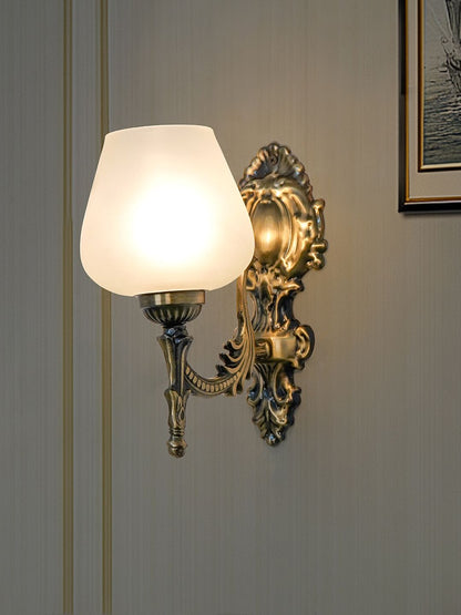 Brass Antique Glass Steel 1-Light Wall Sconce – 27.9 cm