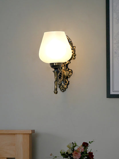 Brass Antique Glass Steel 1-Light Wall Sconce – 27.9 cm