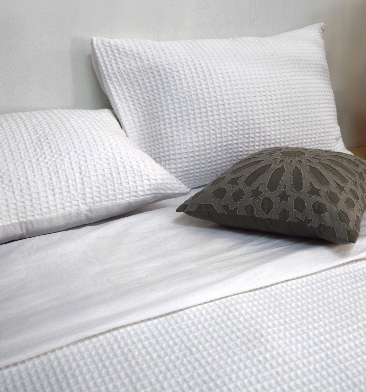 White Waffle Cotton Duvet Cover Set with Pillow Covers | Single, Queen & King