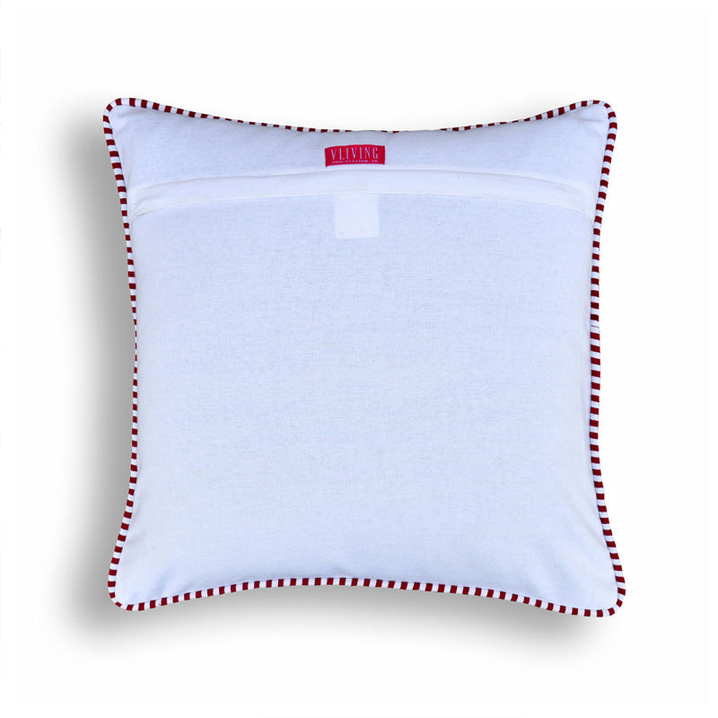 Red Swirl Victorian Cotton Pillow – 16x16 Inch Decorative Cover