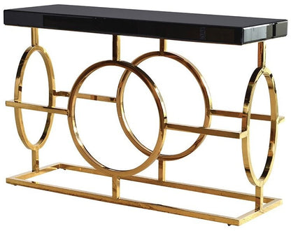 Elegant Mackintosh Gold & Black Glass Console Table for Luxurious Home Decor