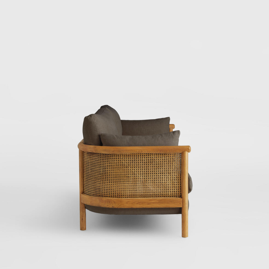 Tan Brown Cane Sofa