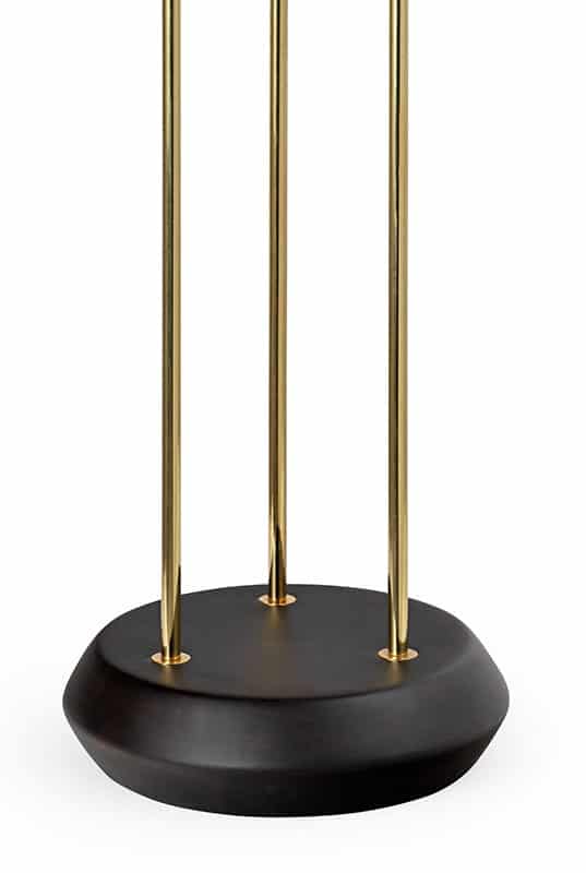 Elegant Trayah Gold Leaf Brass Floor Lamp with Rosewood