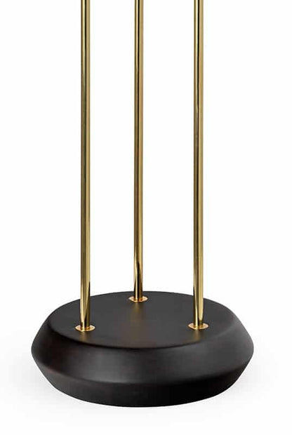 Elegant Trayah Gold Leaf Brass Floor Lamp with Rosewood