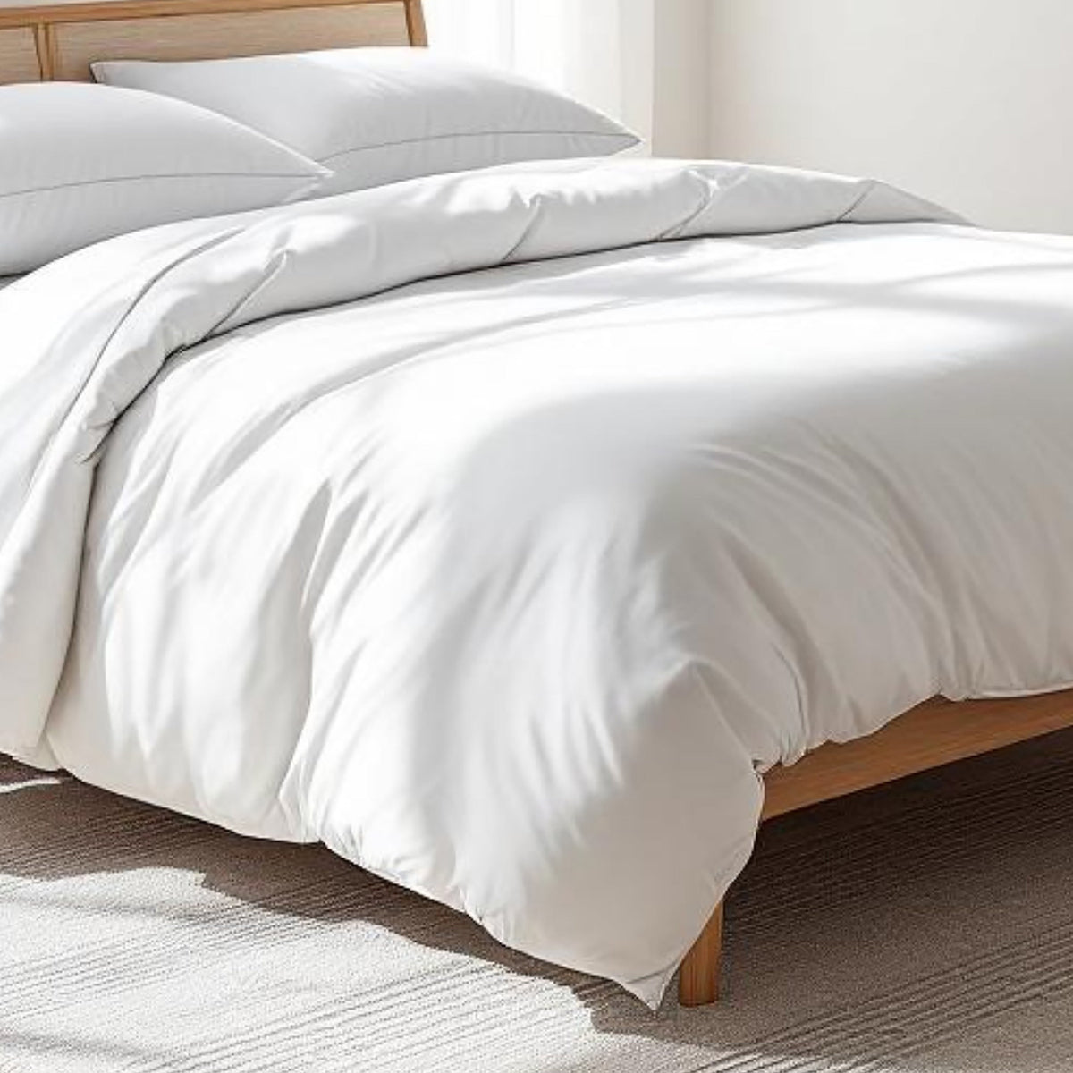 300TC White Premium Cotton Satin Duvet Cover | Single, Queen & King