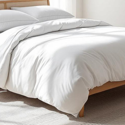 300TC White Premium Cotton Satin Duvet Cover | Single, Queen & King