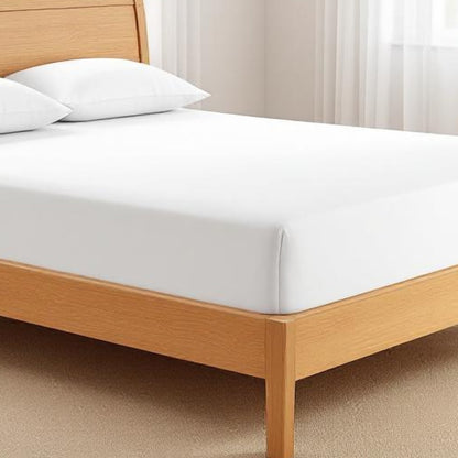 Premium 300TC White Cotton Satin Fitted Sheet Set
