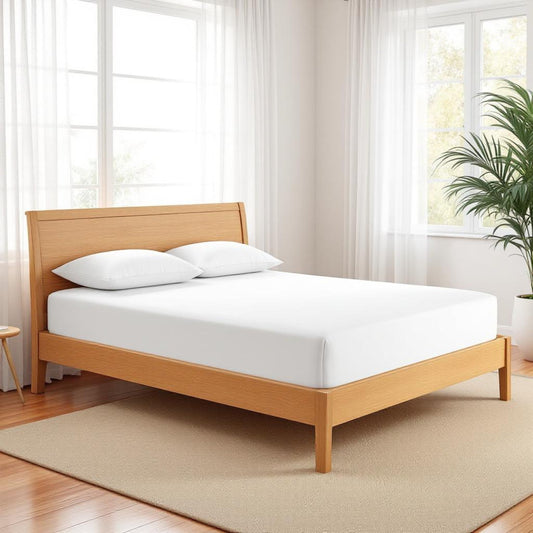 300TC Fitted Sheet Set – White Cotton Satin | Twin, Queen & King