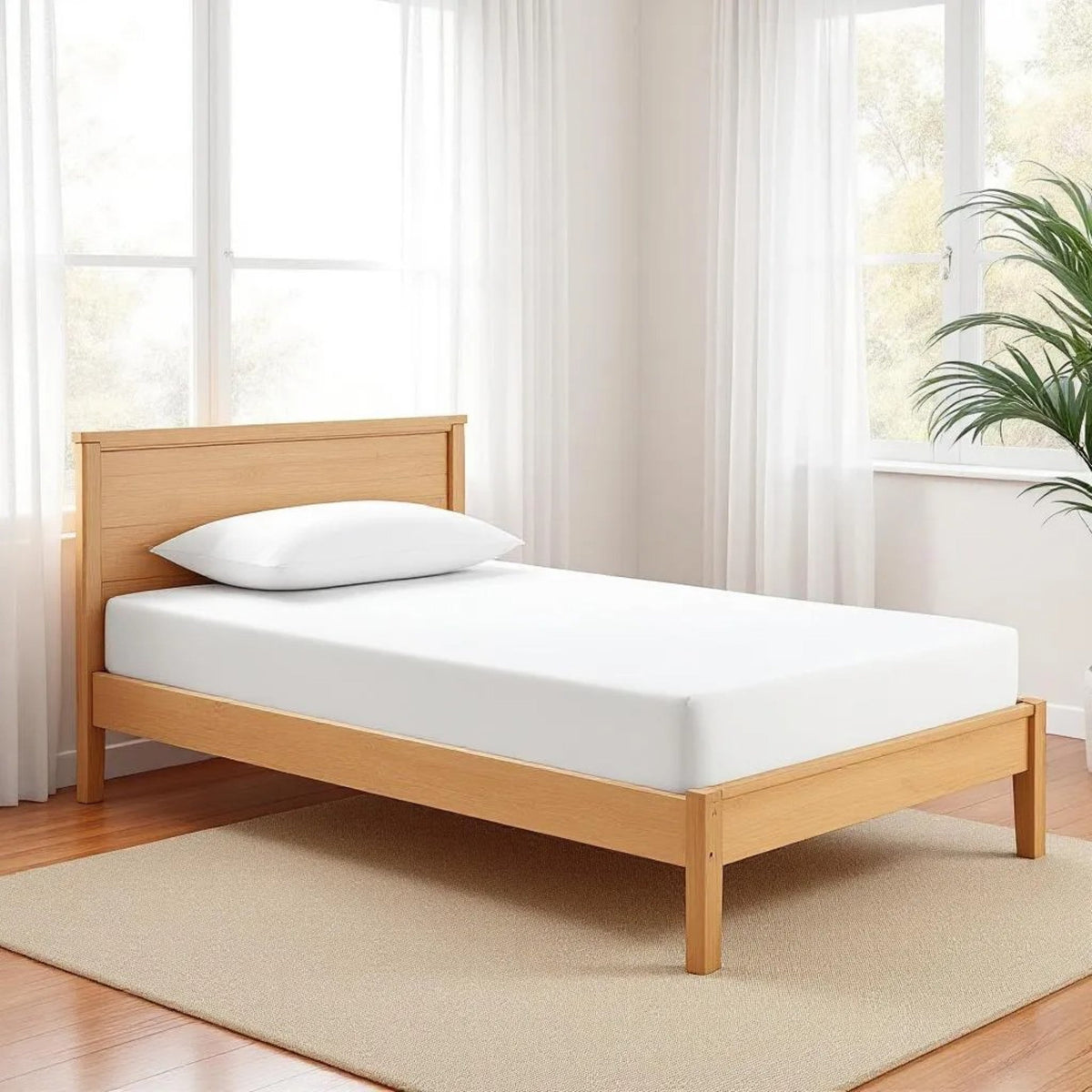 300TC Fitted Sheet Set – White Cotton Satin | Twin, Queen & King