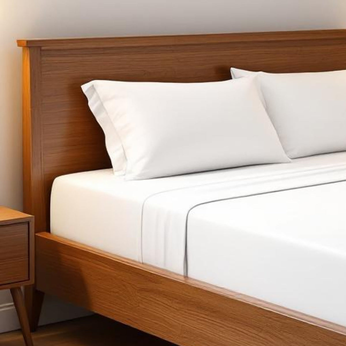 300TC Flat Sheet Set – White Cotton Satin | Twin, Queen & King