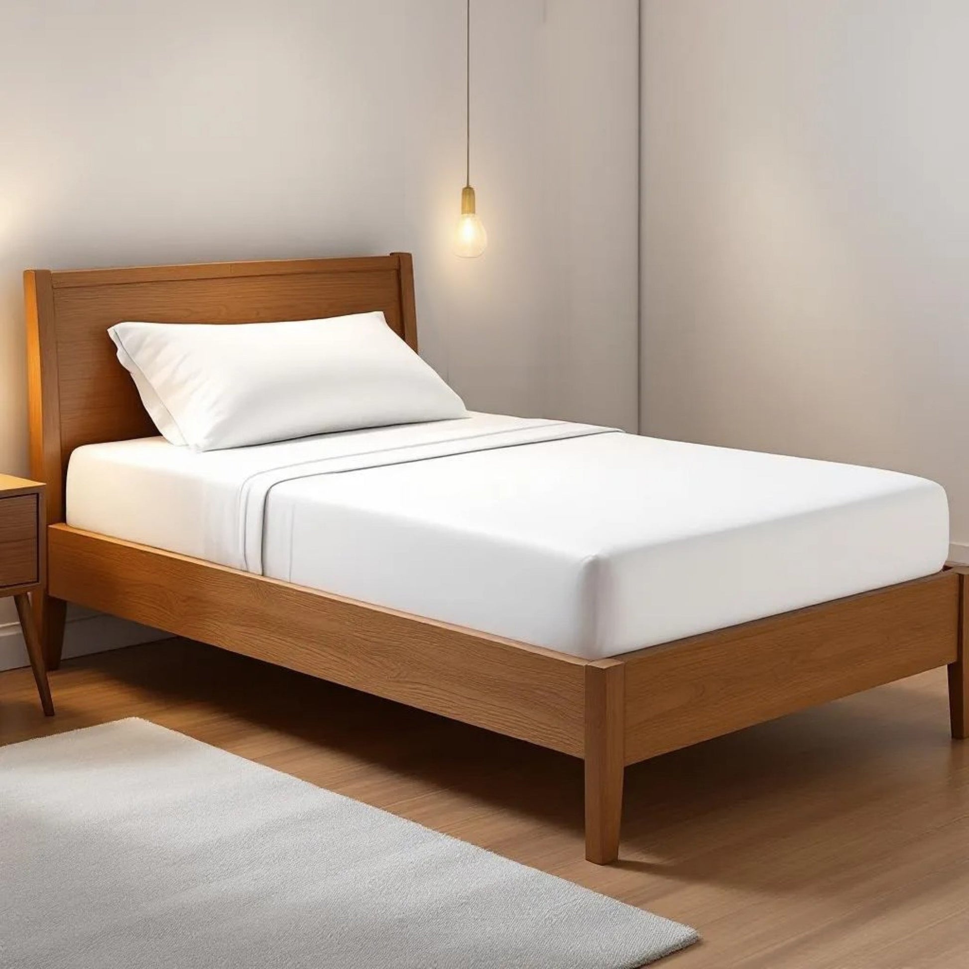 Premium 300TC Pure White Cotton Satin Flat Sheet Set