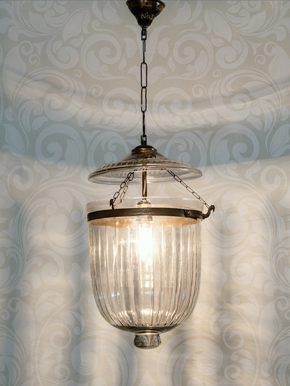 Antique Brass Glass 1-Light Lantern Pendant – 40.6 cm