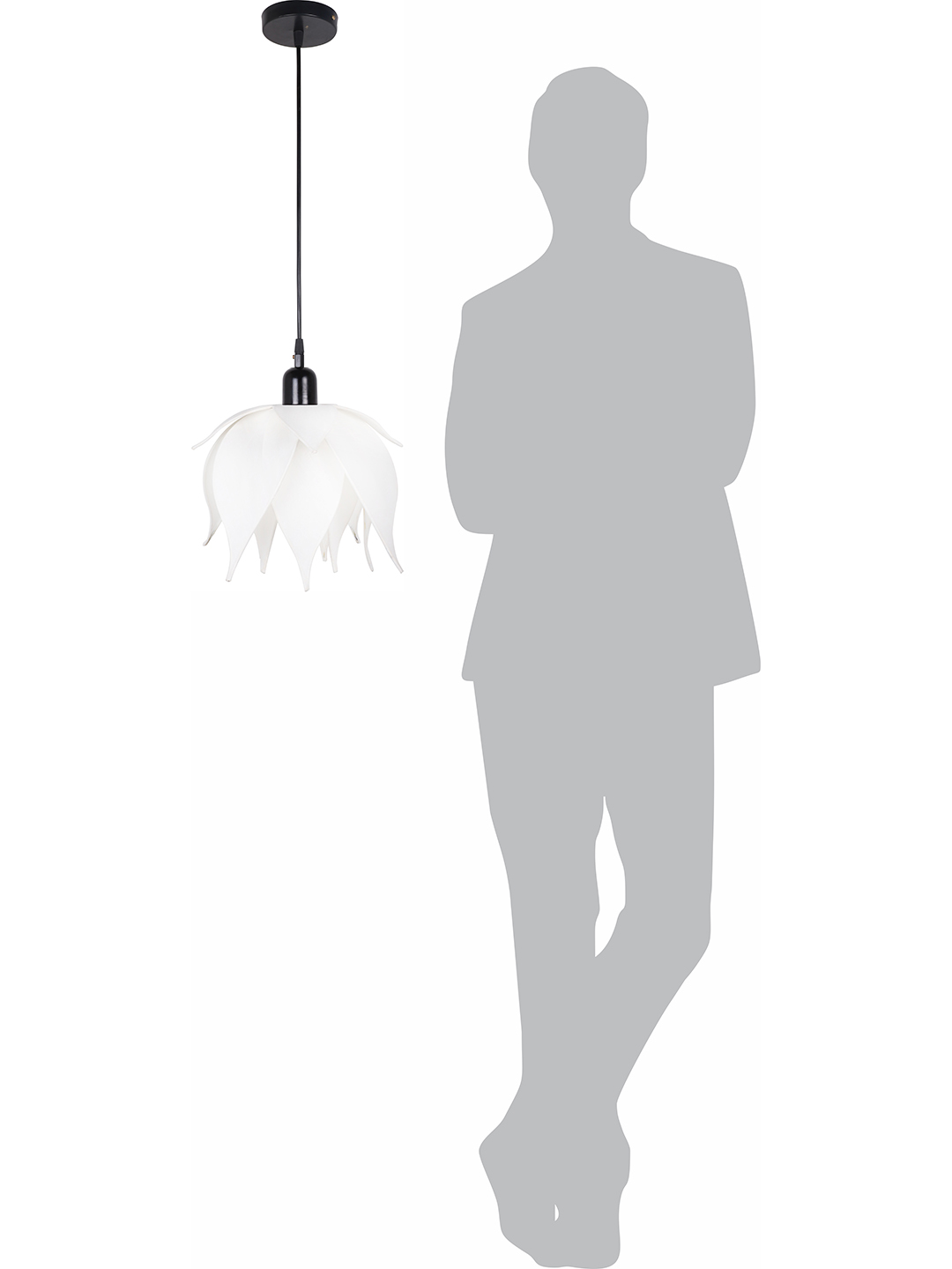 Off White Fabric and Iron 1-Light Lotus Pendant Light – 30.5 cm