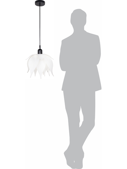 Off White Fabric and Iron 1-Light Lotus Pendant Light – 30.5 cm