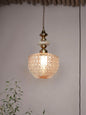 Elegant Golden Honeycomb Cut Glass Pendant Light for Dining, Living, Kitchen