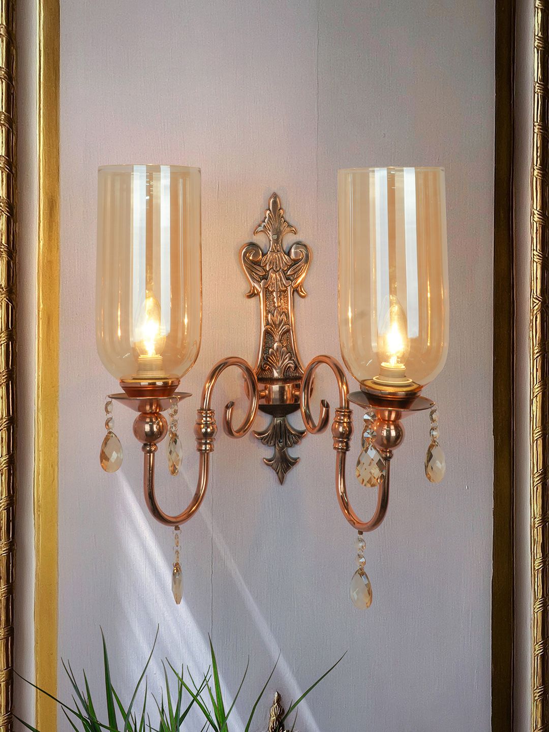 Copper Mild Steel Glass 2-Light Wall Sconce – 49.5 cm
