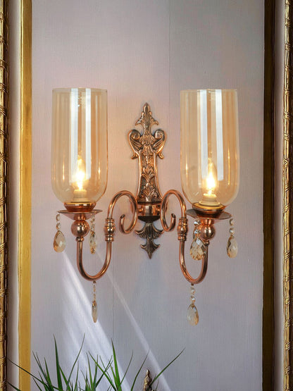 Copper Mild Steel Glass 2-Light Wall Sconce – 49.5 cm