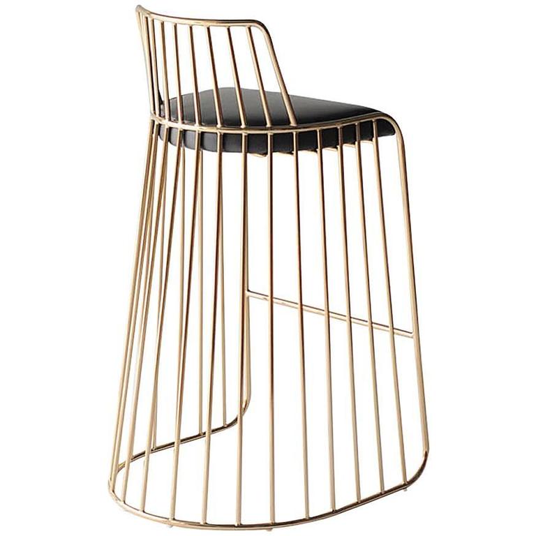 Elegant Bride's Veil Metal Bar Stool with Custom Upholstery Options