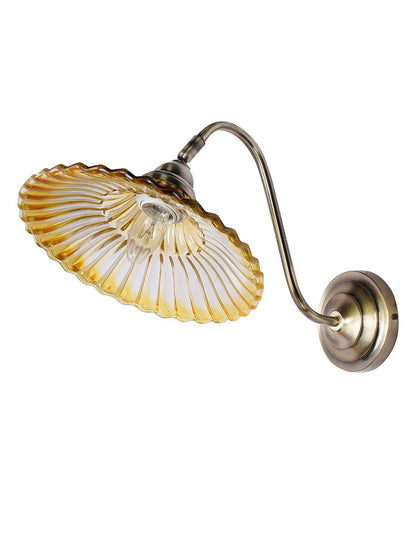 Modern Industrial Amber Ribbed Glass Adjustable Gooseneck Wall Sconce