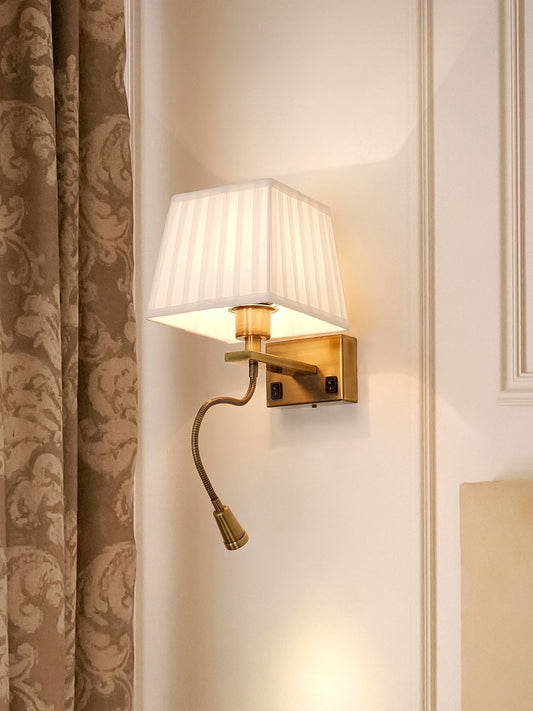 Elegant Antique Brass Transitional Wall Sconce with Flexible LED Reading Light