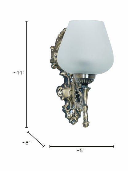 Brass Antique Glass Steel 1-Light Wall Sconce – 27.9 cm
