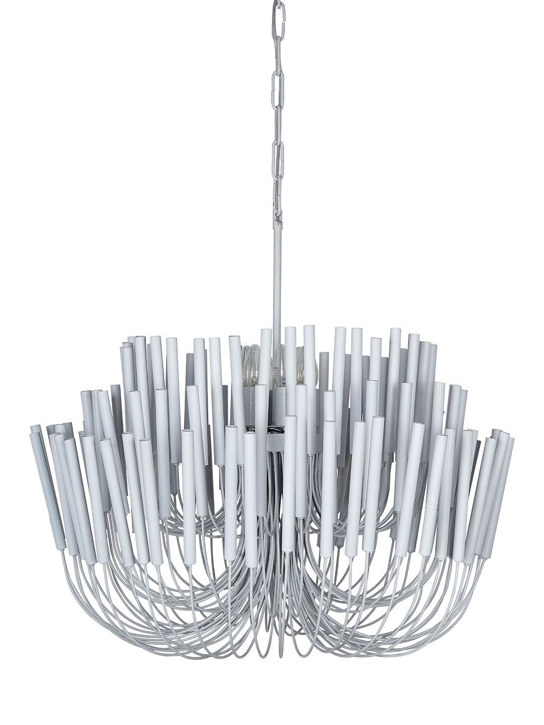 Chic Off-White Modern Chandelier: Sculptural Candle Sticks for Elegant Homes