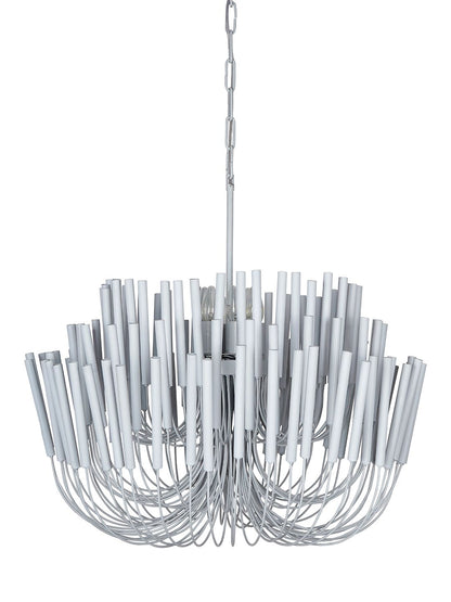 Chic Off-White Modern Chandelier: Sculptural Candle Sticks for Elegant Homes