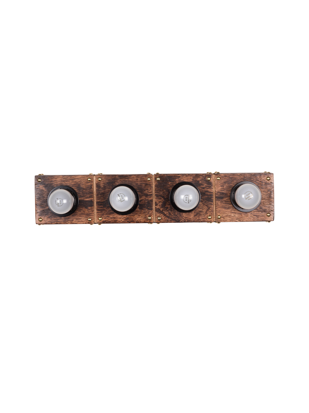 Wooden Hollywood Vanity Light with Golden Studs