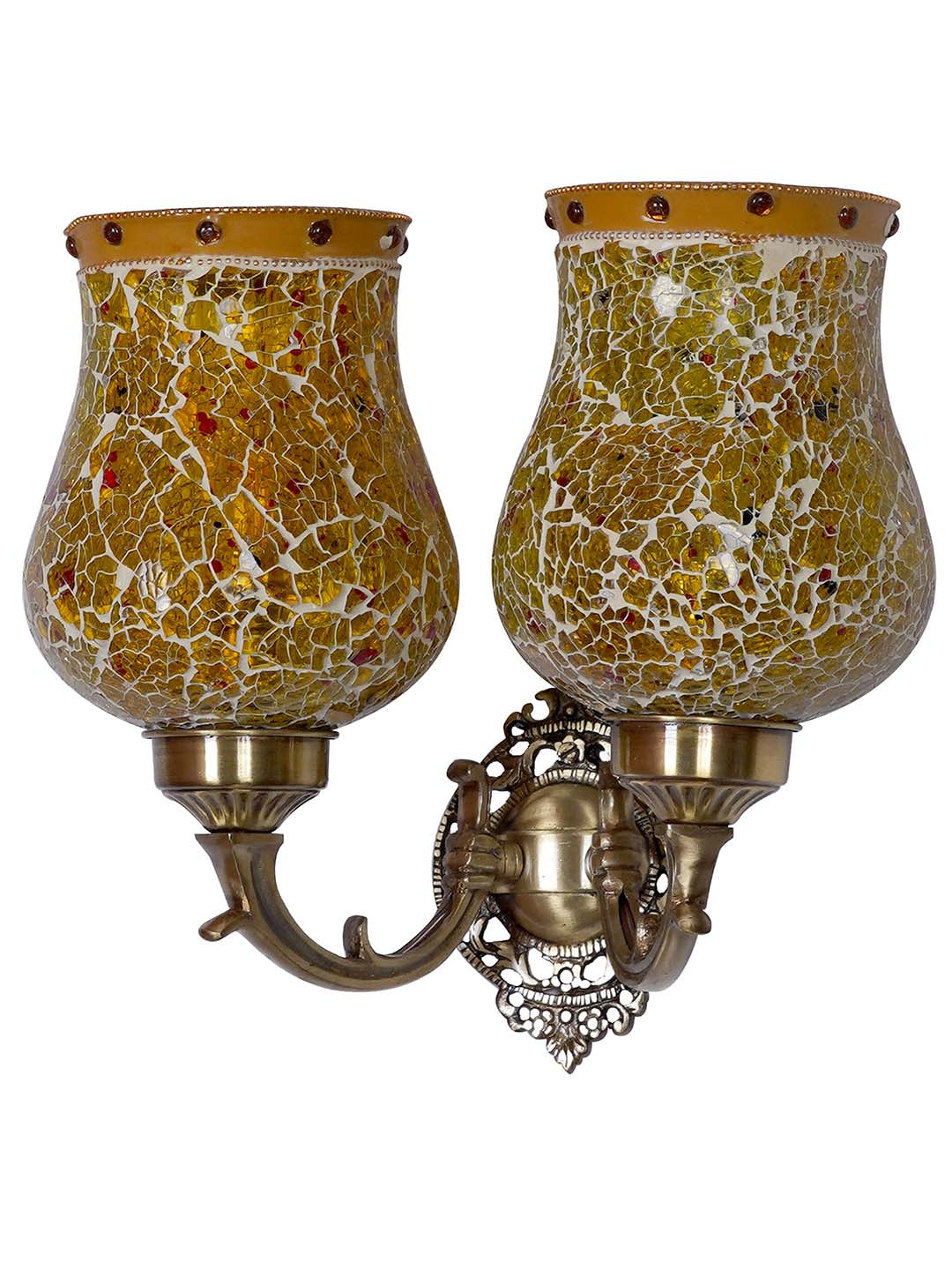 Brass Antique Glass Brass 1-Light Wall Sconce – 27.9 cm