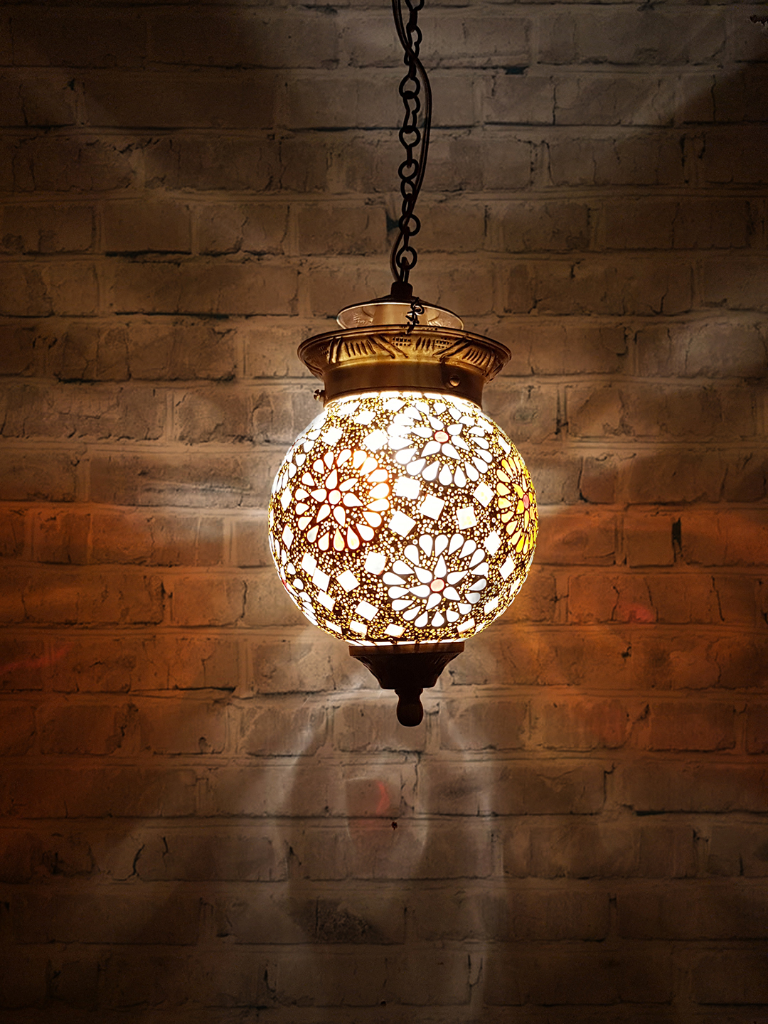 Brass Antique Glass 1-Light Mini Pendant Light – 15.2 cm