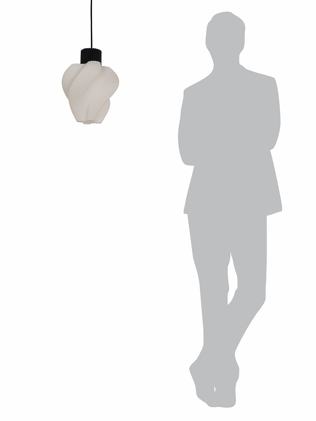 White Thermoplastic 1-Light Swirl Pendant Light – 25.4 cm
