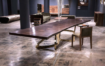 Luxury Bangle Dining Table: Modern Wood & Metal Design for 6-8 Seaters